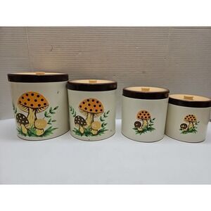 Vintage 4-Piece Set of "Merry Mushroom" Nesting Canisters by Sears